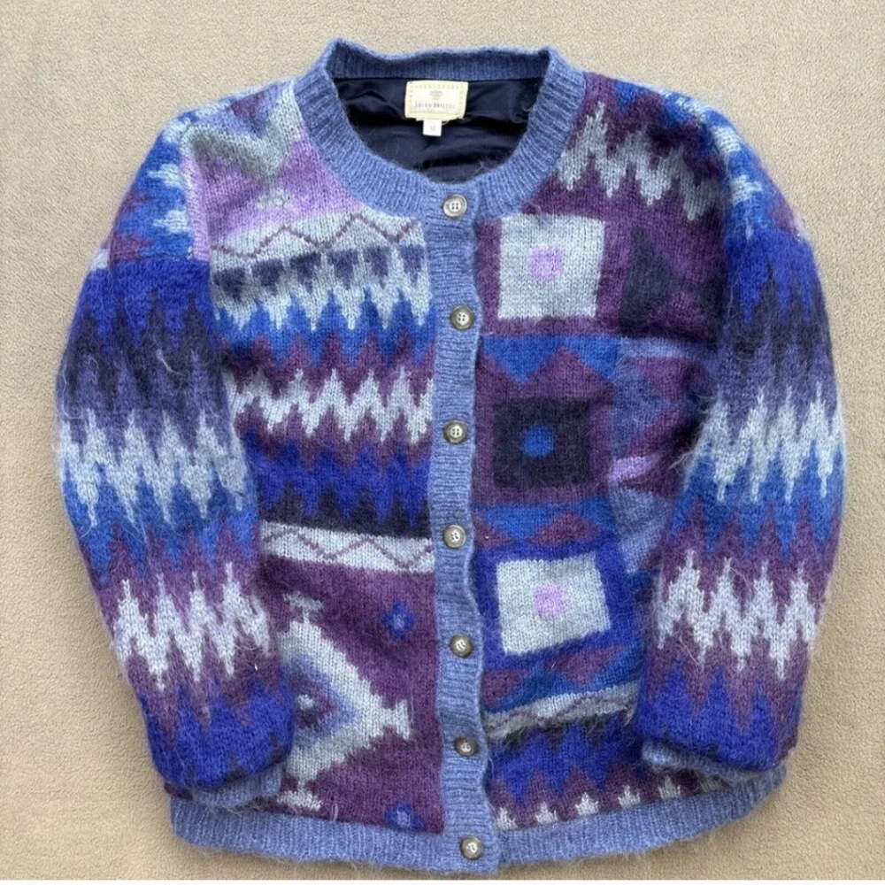 Vintage 1991 Susan Bristol Mohair Blend Whimasical Quirky Scandi Girl Cardigan - Picture 2 of 10